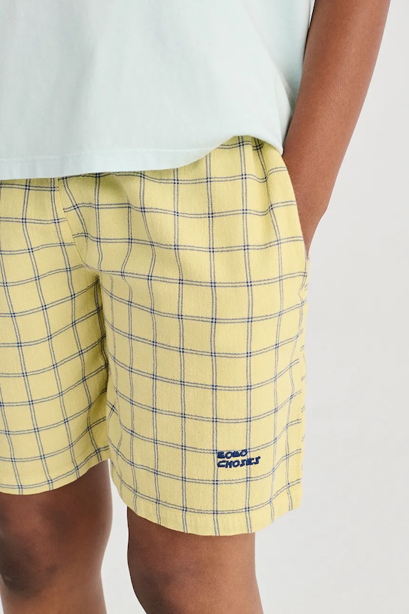 Bobo Choses pantaloni scurți din bumbac pentru copii Spicy Window Pane 126AC065 galben