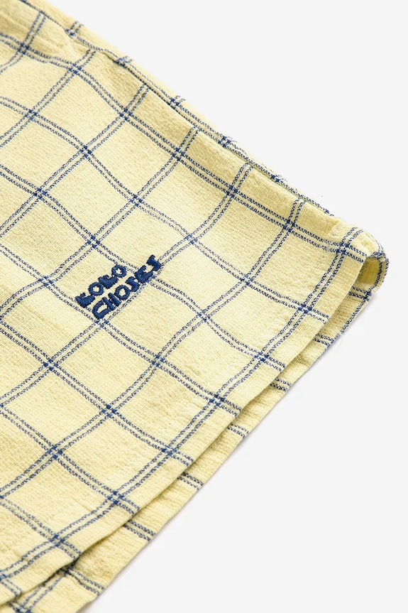 Băieți Bobo Choses pantaloni scurți din bumbac pentru copii Spicy Window Pane 126AC065 galben