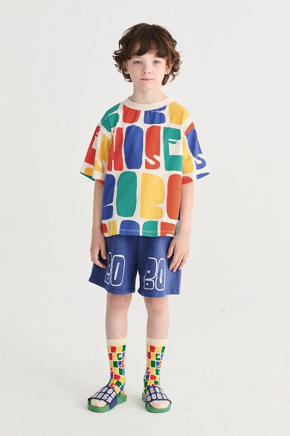 Bobo Choses pantaloni scurți din bumbac pentru copii casual bleumarin 126AC144