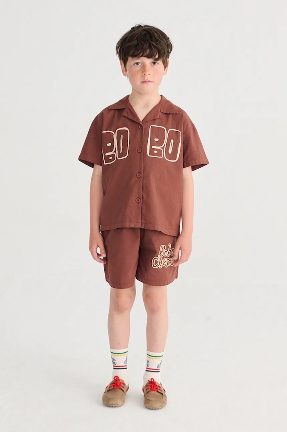 Bobo Choses pantaloni scurți din bumbac pentru copii Bobo Choses By Hand casual maro 126AC145