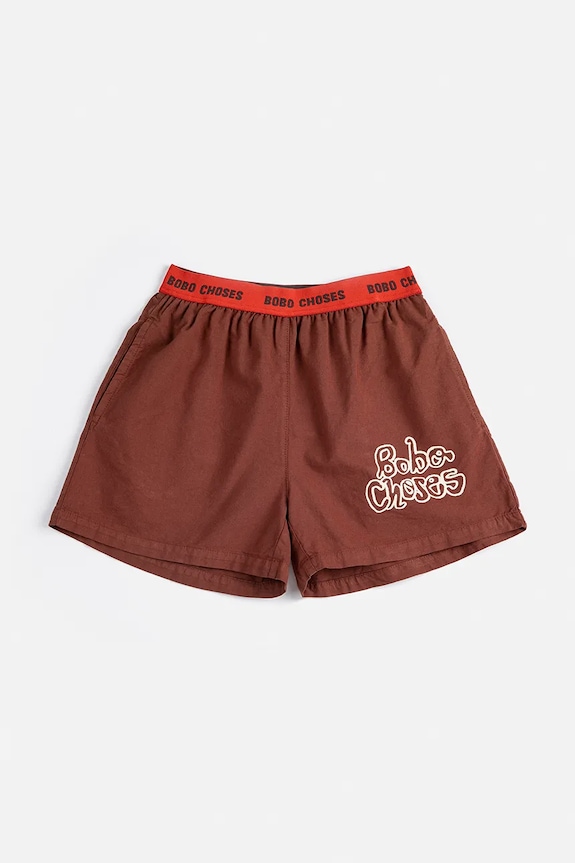 Bobo Choses pantaloni scurți din bumbac pentru copii Bobo Choses By Hand 126AC145 maro SS26