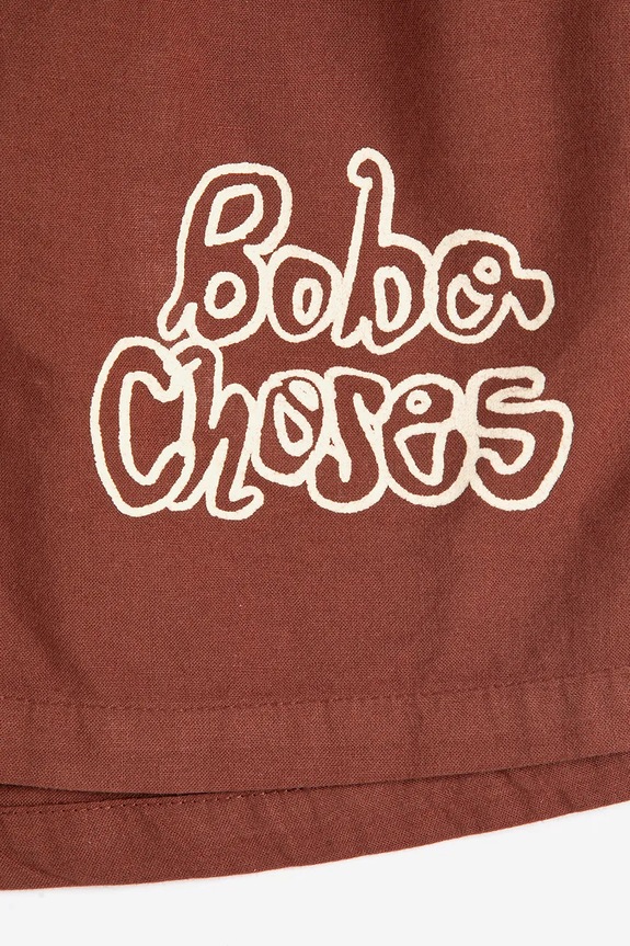 Băieți Bobo Choses pantaloni scurți din bumbac pentru copii Bobo Choses By Hand 126AC145 maro