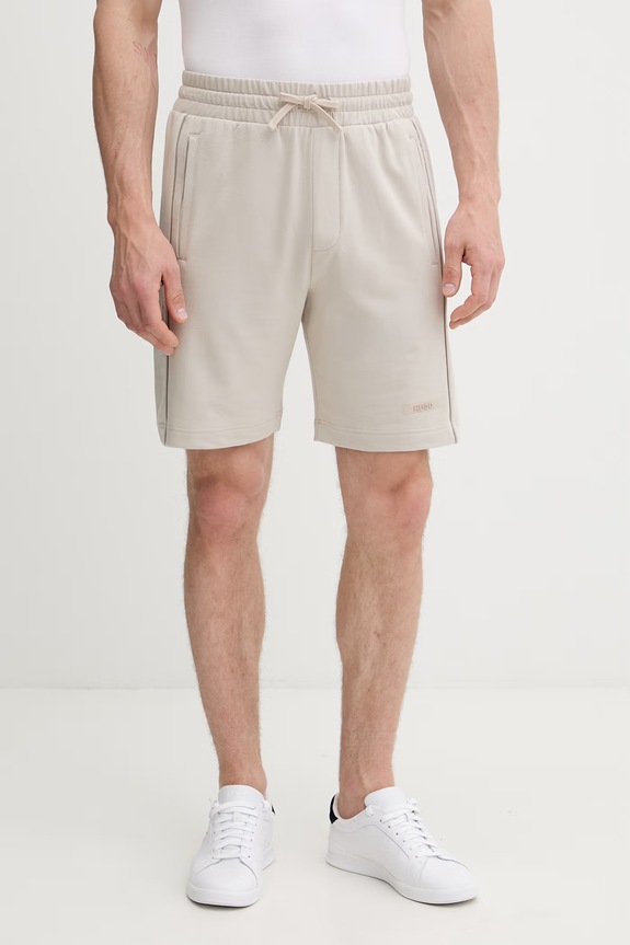 HUGO σορτς επίσημα Ανδρικά βαμβάκι με ελαστάν PALO SHORTS μπεζ 50556996