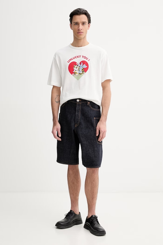 Džínové šortky Kenzo FG55DS4026U1 námořnická modř SS26