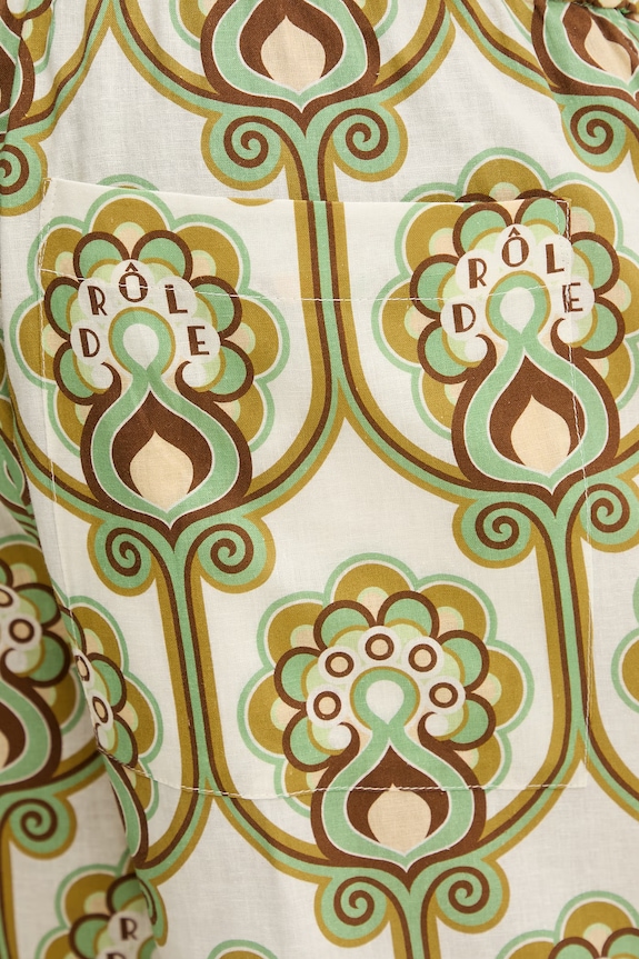Drôle de Monsieur къс панталон мъжки с лен Short Tapisserie Florale Lin зелен J.BS158.LI012.GN