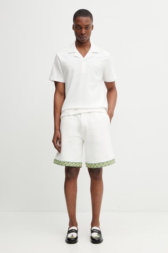 Drôle de Monsieur Short Piqué Brodé shorts cotton men's K.BS179.CO264.OW beige