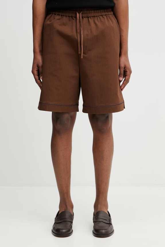 Drôle de Monsieur Elastiqué Jour Echelle shorts with cotton Men's brown K.BS178.CO278.BN