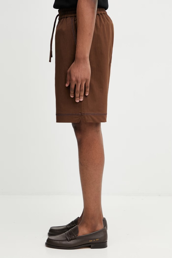 Drôle de Monsieur Elastiqué Jour Echelle shorts with cotton Men's K.BS178.CO278.BN brown SS26