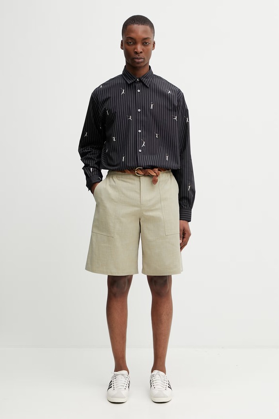 Drôle de Monsieur men's shorts with cotton K.BS176.CO273.KK green