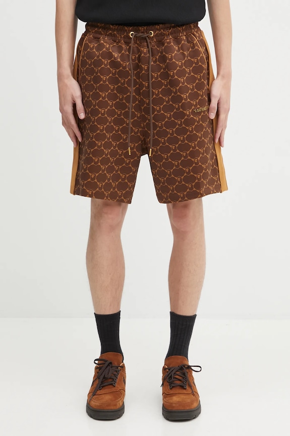 Къс панталон A Bathing Ape College Monogram шарен кафяв 1L30153320