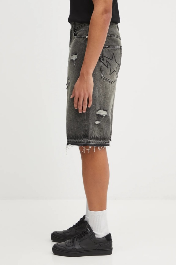 A Bathing Ape pantaloni scurți jeans Destroyed Sta 1L30151304 gri SS26