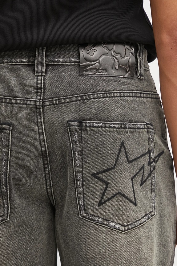 A Bathing Ape pantaloni scurți jeans Destroyed Sta gri 1L30151304
