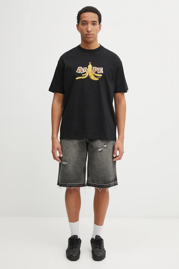A Bathing Ape pantaloni scurți jeans Destroyed Sta 1L30151304 gri