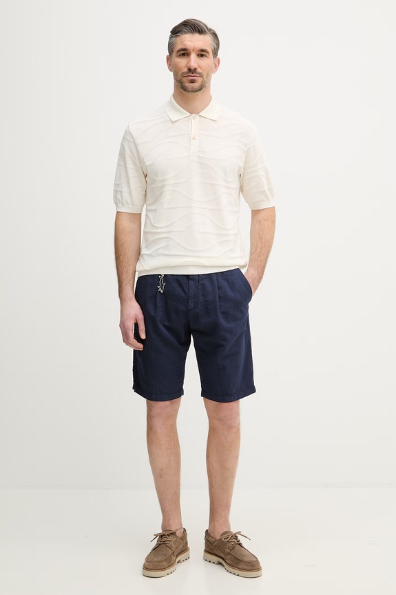Σορτς με προσθήκη λινού Paul&Shark 25414034 σκούρο μπλε SS26