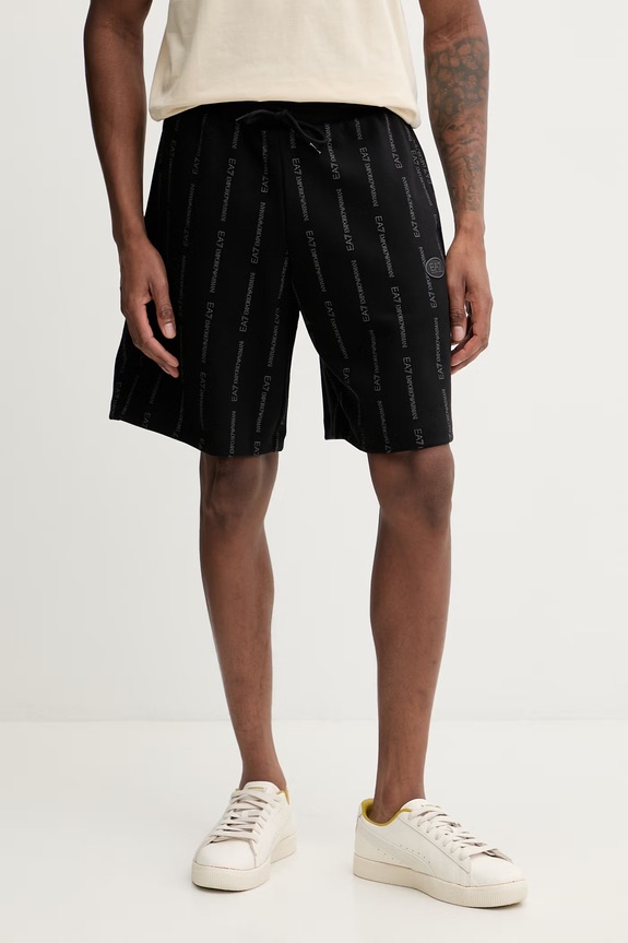 EA7 Emporio Armani teplákové šortky pánske s bavlnou čierna AF12660.7M001393