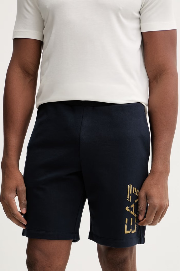 EA7 Emporio Armani pantaloni scurți din bumbac tricotaj bleumarin AF17787.7M001564