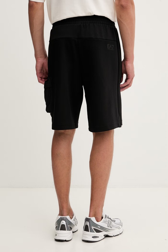 Îmbrăcăminte EA7 Emporio Armani pantaloni scurți de trening pentru bărbați, cu bumbac AF12660.7M001588 negru