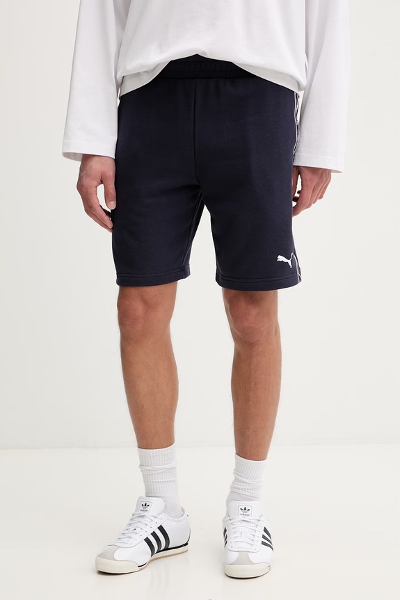 Puma teplákové šortky pánske s bavlnou Essential Tape tmavomodrá 691696