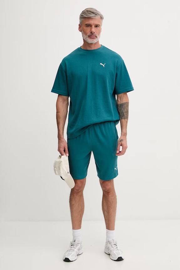 Puma pantaloni scurți de trening pentru bărbați, cu bumbac Essential Elevated 692021 turcoaz SS26