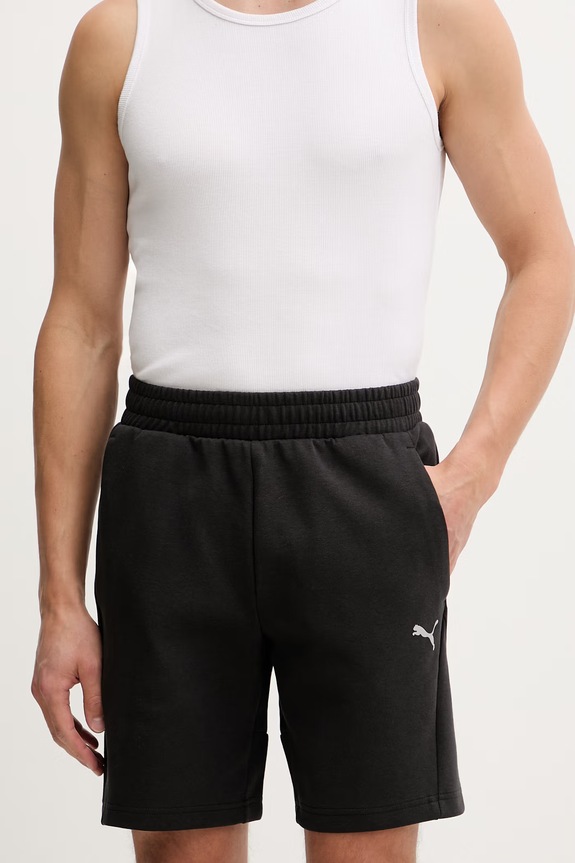 Puma teplákové šortky pánske s bavlnou Pumatech čierna 692182