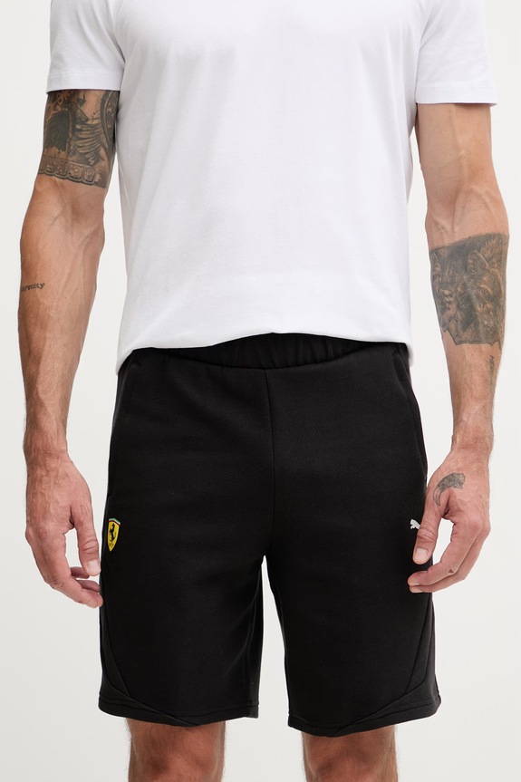 Puma pantaloni scurți de trening pentru bărbați, cu bumbac Ferrari PM1 negru 634245