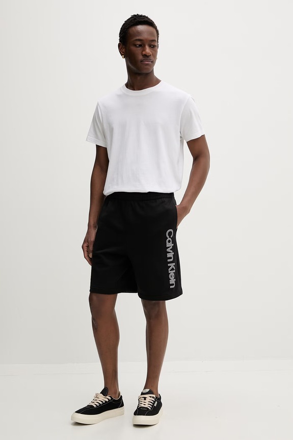 Calvin Klein teplákové šortky pánske bavlnené LV04LF240G čierna SS26