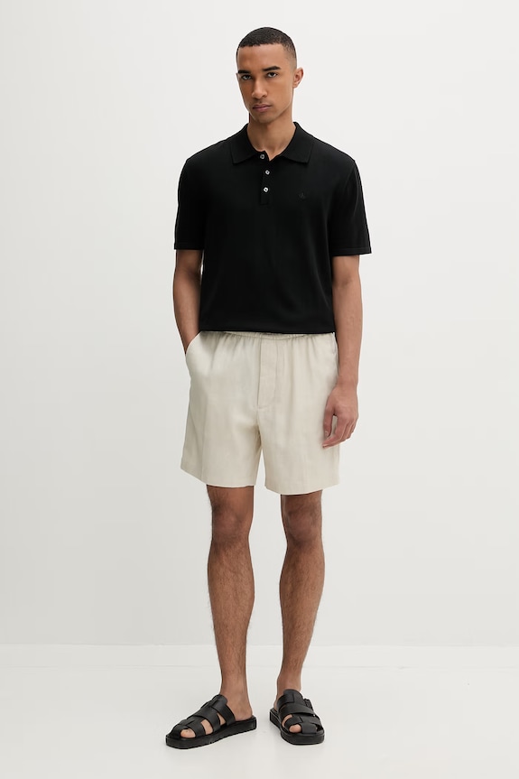 Calvin Klein rövidnadrág férfi lenvászonnal LV04LF620G bézs SS26