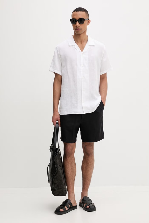 Calvin Klein rövidnadrág férfi lenvászonnal LV04LF620G fekete SS26