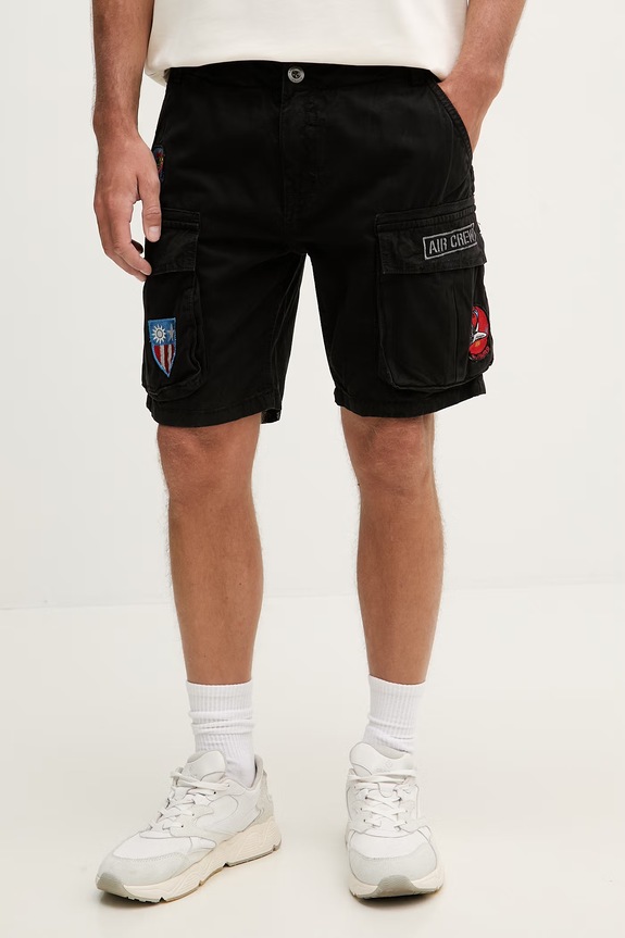 Alpha Industries pantaloncini cargo da uomo in cotone Flying Tigers Shorts nero 156254.03