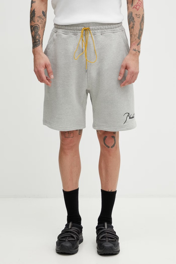 RHUDE Classique pantaloni scurți de trening cu bumbac pentru bărbați gri RHSS26SH01829