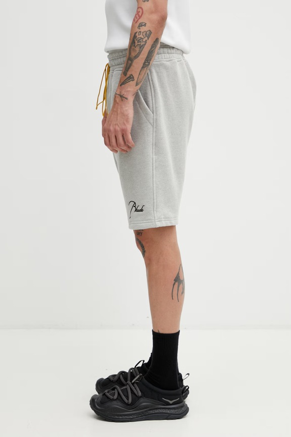 RHUDE Classique pantaloni scurți de trening cu bumbac pentru bărbați RHSS26SH01829 gri SS26