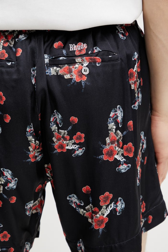 RHUDE Turbo Floral шорты из вискозы для мужчин чёрный RHSS26SH01358
