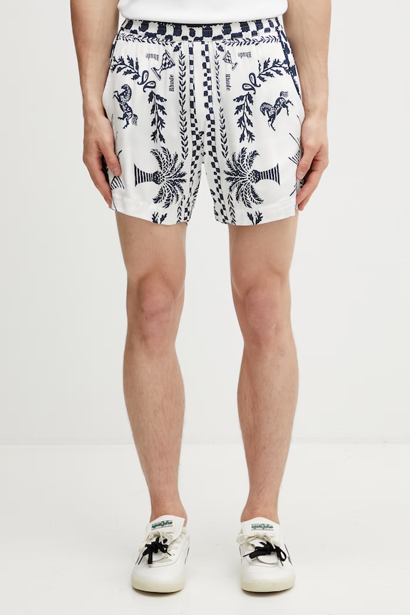 RHUDE Regista Tile pantaloni scurți pentru bărbați cu vâscoză alb RHSS26SH02358