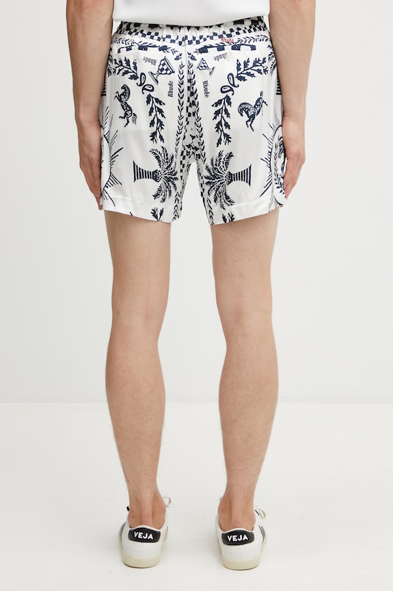 Îmbrăcăminte RHUDE Regista Tile pantaloni scurți pentru bărbați cu vâscoză RHSS26SH02358 alb