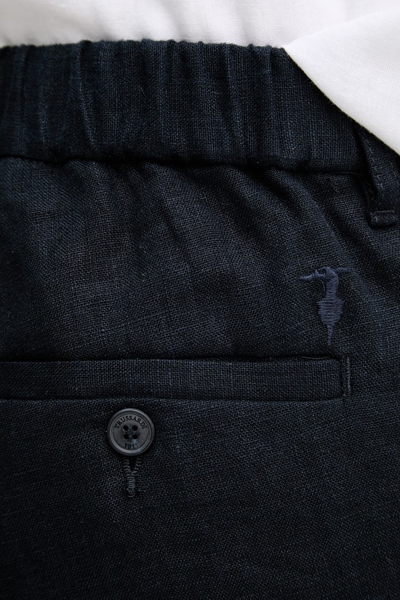 Trussardi šortky chino pánske ľanové P025M000117N tmavomodrá