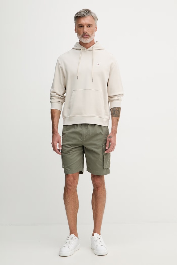 Calvin Klein Jeans szorty cargo męskie bawełniane z elastanem LV04RB618G zielony SS26