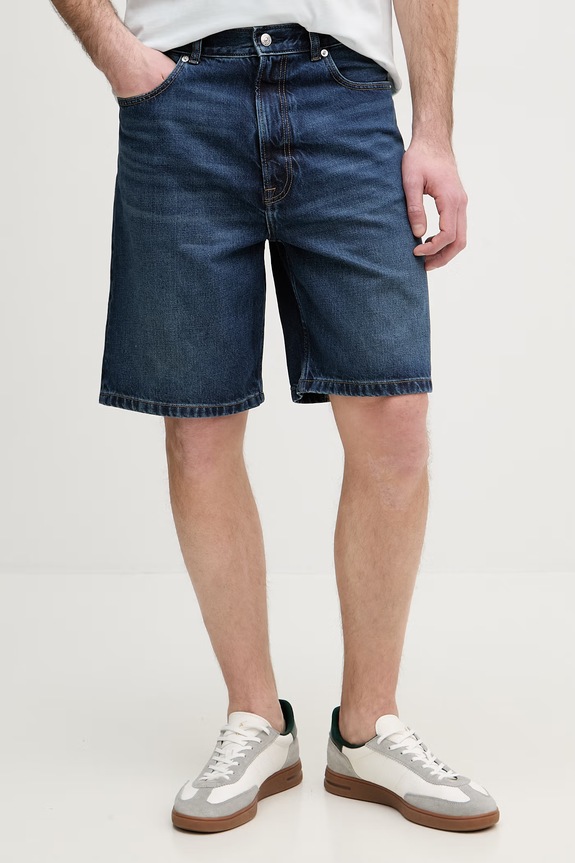 Calvin Klein Jeans kratke hlače muške od trapera mornarsko plava LV04RF792G