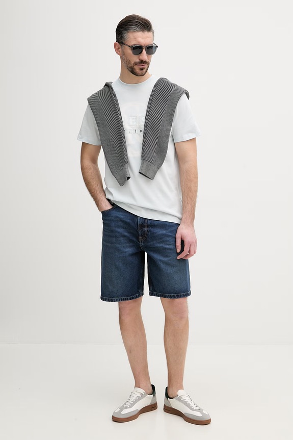 Calvin Klein Jeans kratke hlače muške od trapera LV04RF792G mornarsko plava SS26