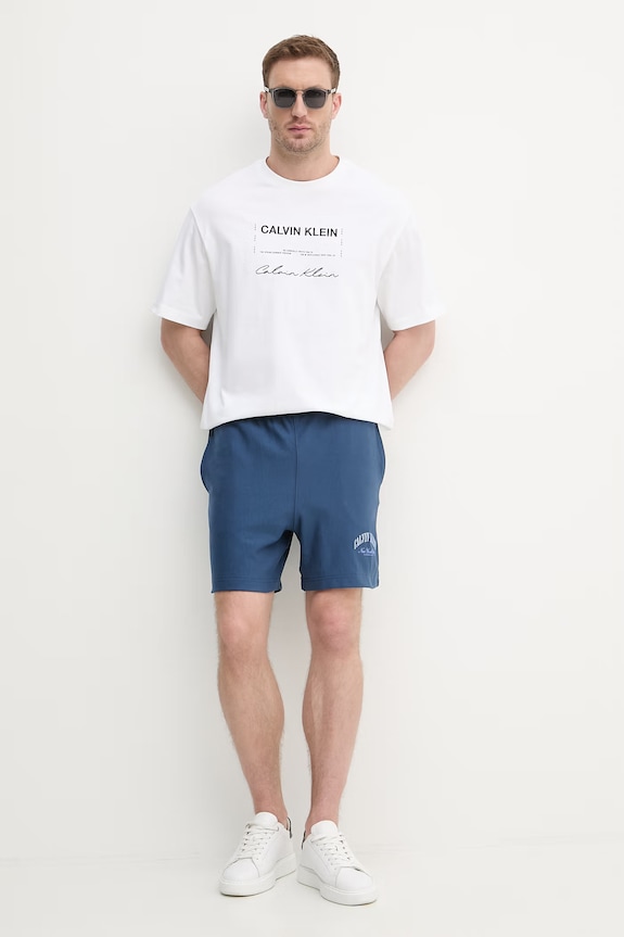 Calvin Klein Jeans pantaloni scurți de trening bărbătești cu bumbac LV04RF275G bleumarin SS26
