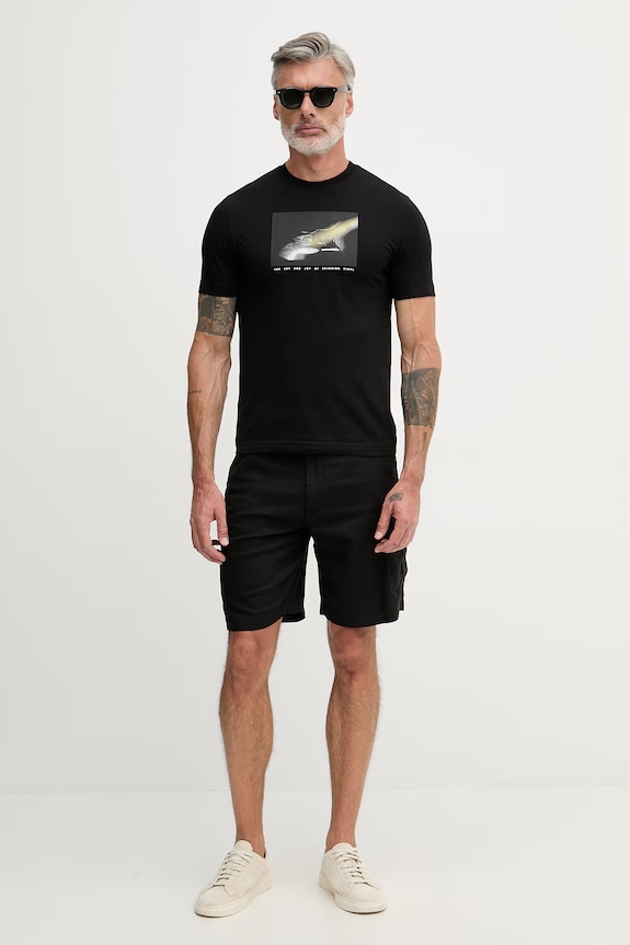 Calvin Klein Jeans šortky cargo pánske s ľanom LV04RF610G čierna SS26