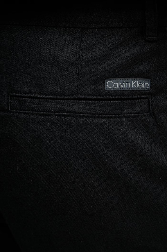 Calvin Klein Jeans šortky cargo pánske s ľanom čierna LV04RF610G