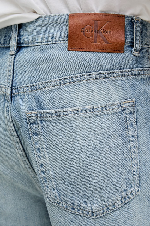 Calvin Klein Jeans šortky pánske s prímesou ľanu modrá LV04RF791G