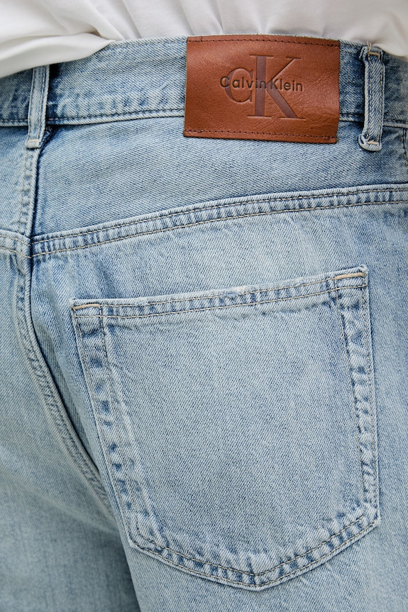 Calvin Klein Jeans šortky pánske s prímesou ľanu modrá LV04RF791G