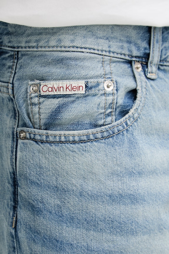 Calvin Klein Jeans šortky pánske s prímesou ľanu LV04RF791G modrá
