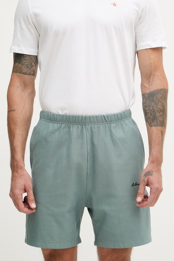 Calvin Klein Jeans teplákové šortky pánske zelená LV04RF252G