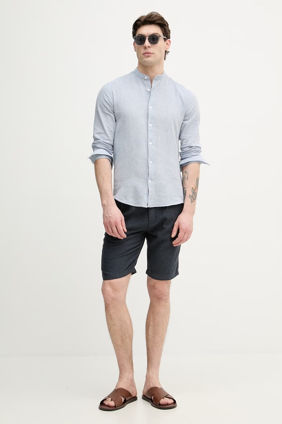 Lindbergh pantaloni scurți pentru bărbați, cu amestec de in 30.505020 bleumarin SS26
