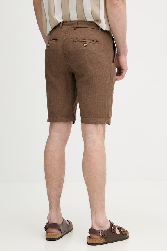 Îmbrăcăminte Lindbergh pantaloni scurți pentru bărbați, cu amestec de in 30.505020 maro