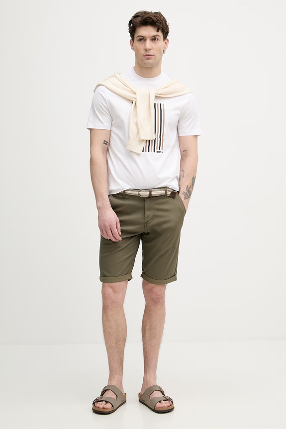 Lindbergh pantaloni scurți chinos pentru bărbați, din bumbac cu elastan 30.505045B verde SS26
