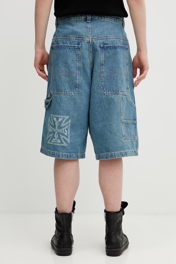 VETEMENTS szorty jeansowe Biker Cross bawełna niebieski ME76DP094N1