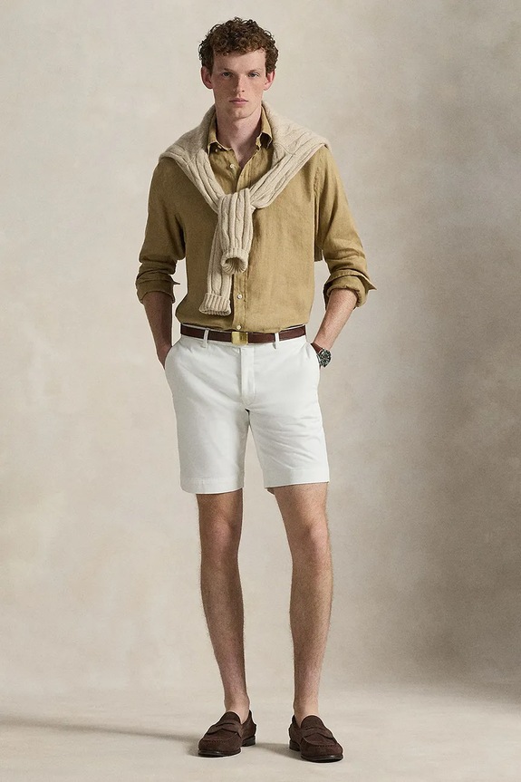 Odzież Polo Ralph Lauren szorty chino męskie bawełniane 710P08194 biały